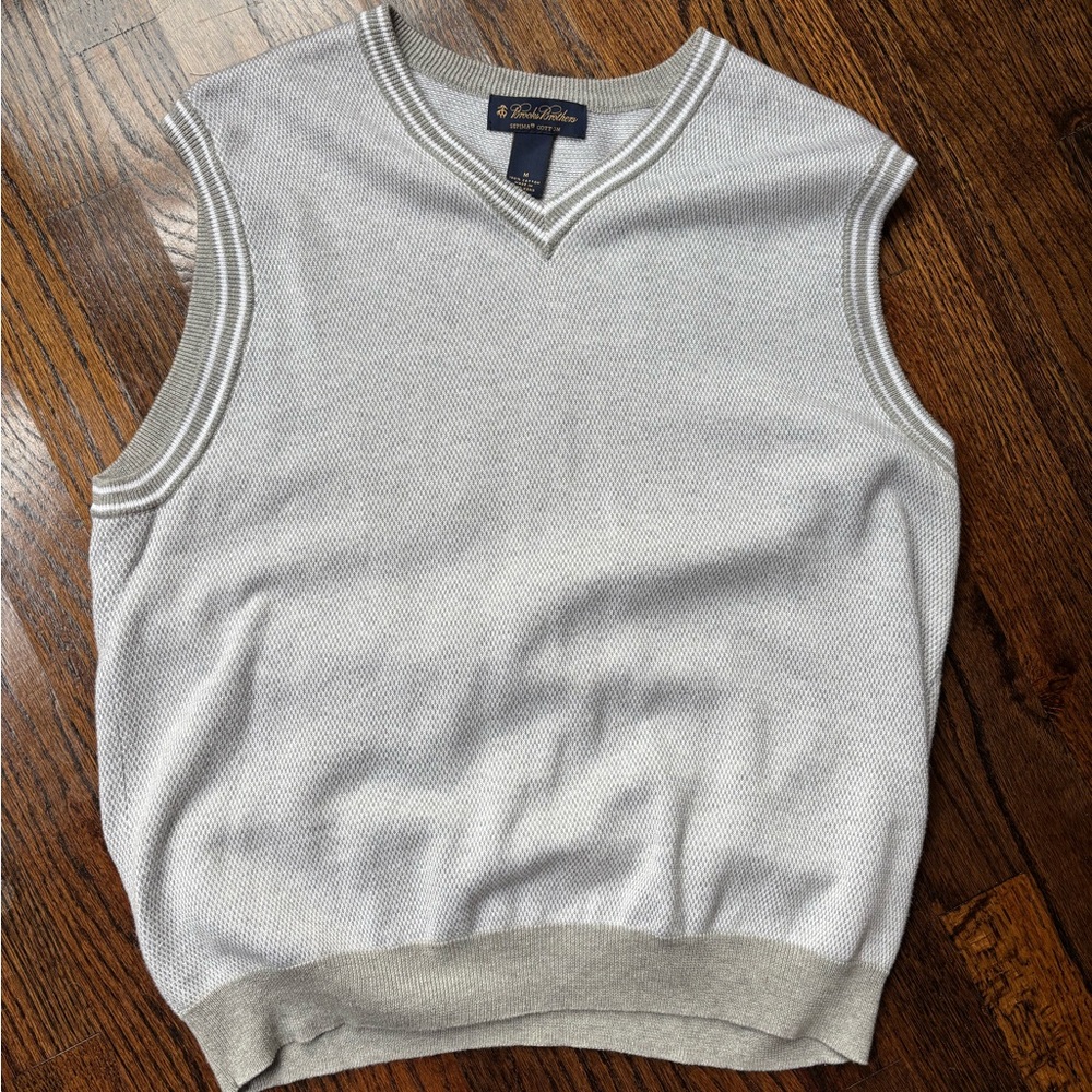 Brooks Brothers Light Gray V-Neck Sweater Vest